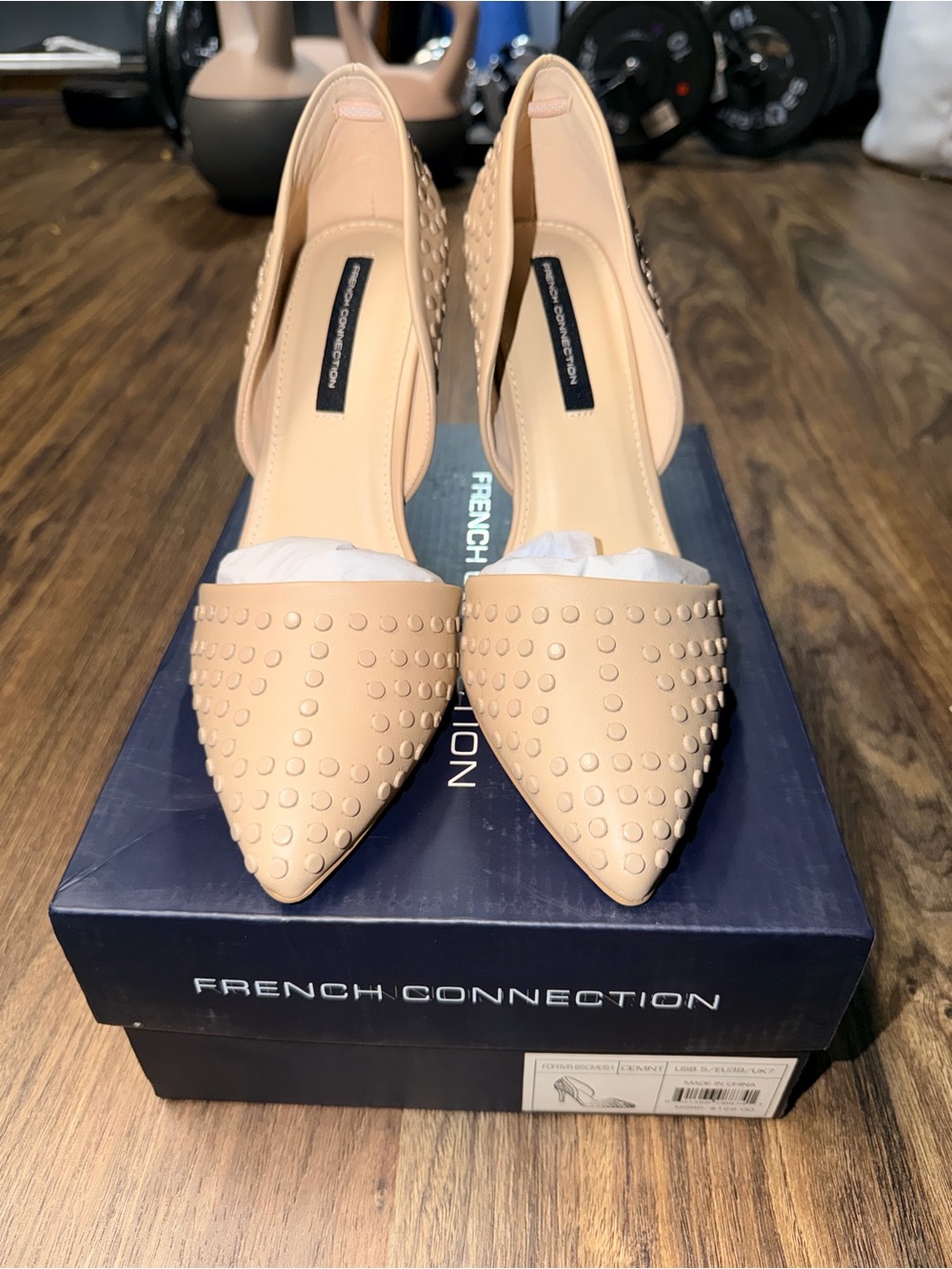 French Connection Nude Studded Pointed-Toe